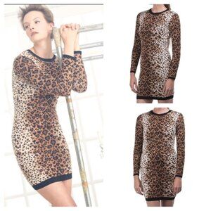 Red Valentino Leopard Print L/S Mini Sweater Dress - L